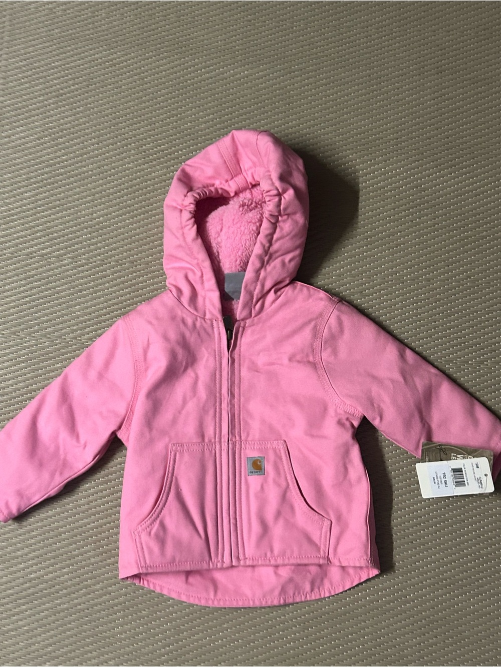 Carhartt Pink Hooded Insulated Lined Zip Canvas Jacket Logo 12M